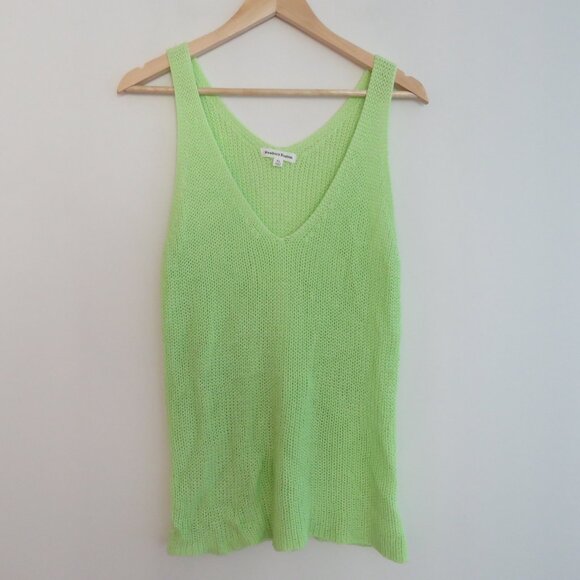 NEWBURY KUSTOM Lime Green Knit Cami Sleeveless Top Festival Summer - Size XL - Picture 2 of 12